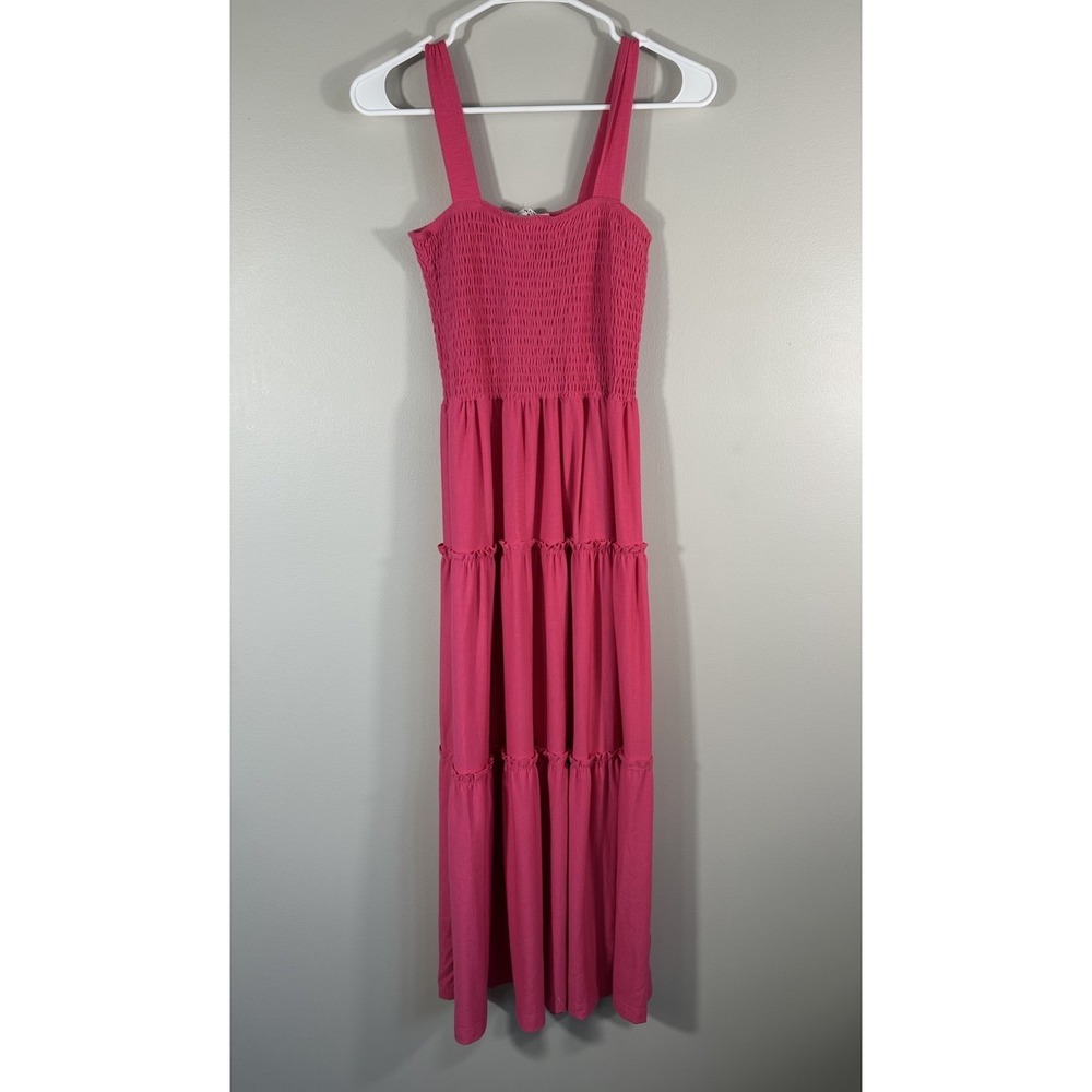 Zenana‎ Dress Womens Small Pink Knit Smocked Tiered Boho Soft Stretch